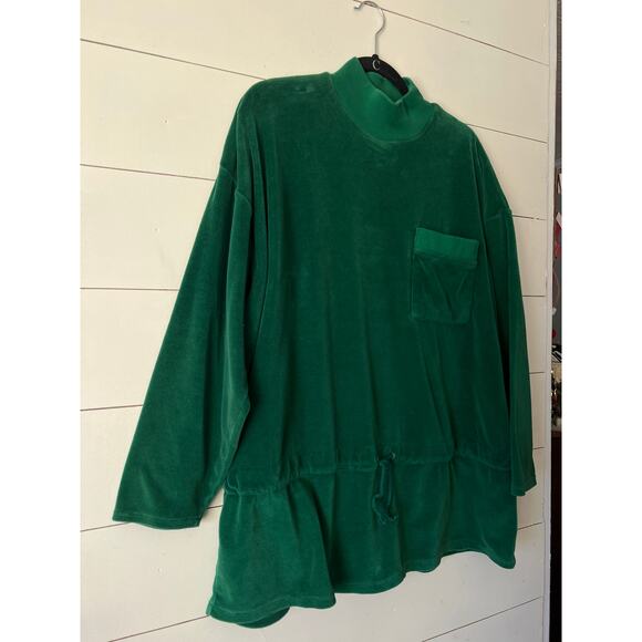 Vintage 70's T.T. Topper Sears Velour Mock neck Tunic Green top Large - Picture 3 of 7